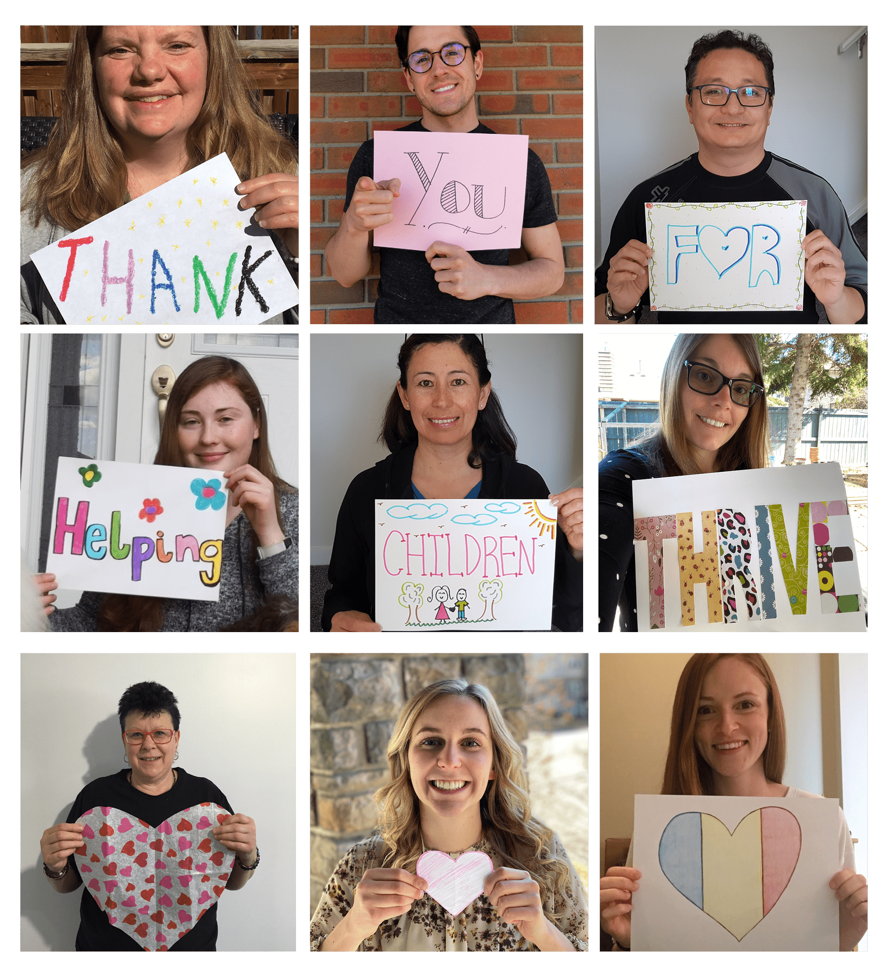 Collage of people with the words "Thank You for Helping Children With Special Needs Thrive", Connection